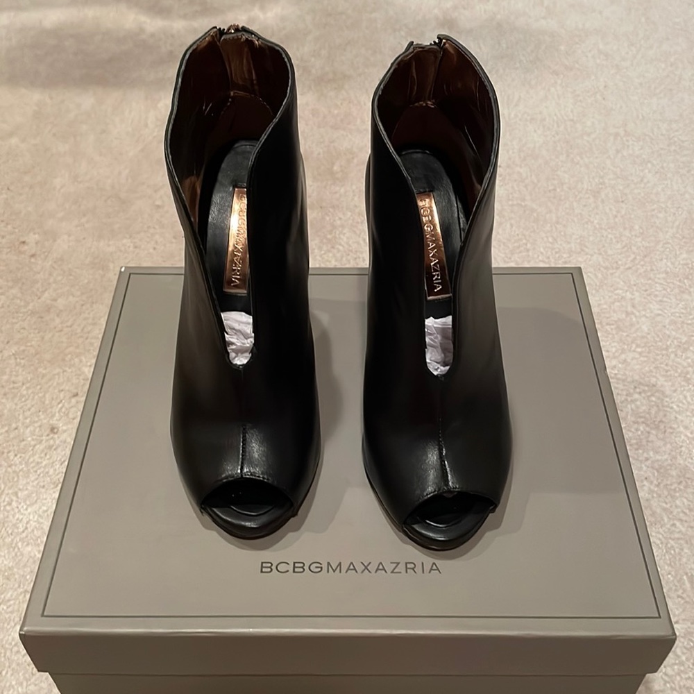 BCBG Black Leather Booties